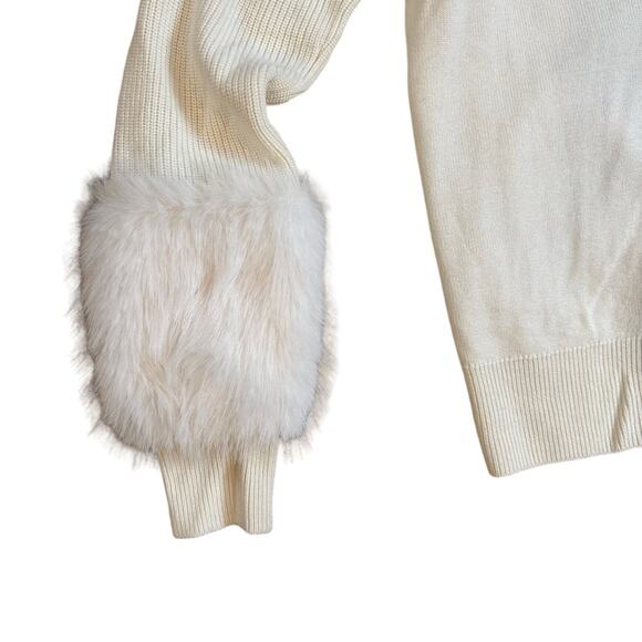 NWT $395 RAMY BROOK Brody Faux Fur Trim Wool & Cashmere Sweater XS - Picture 3 of 10